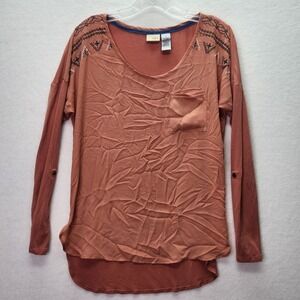 Daytrip Tunic‎ Womens Small Terracotta Southwestern Aztec Tribal Mixed Media Y2K